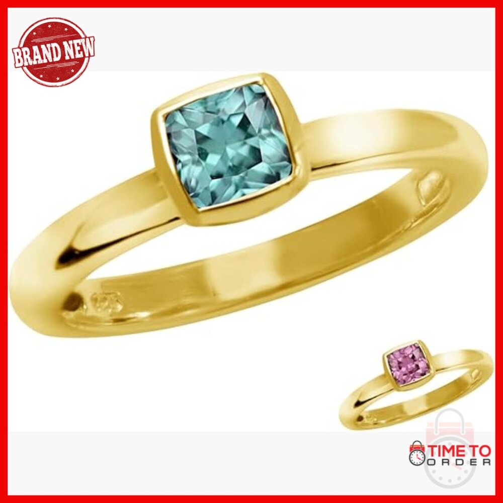 5mm Cushion Shape Stackable Sterling Silver Solit… - image 1